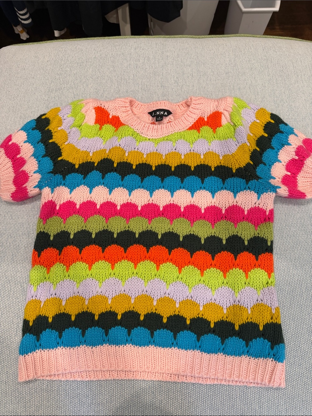 J.NNA Colorful Scallop Knit Pullover - Multicolor